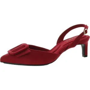 INFINITY Womens Faux Suede Kitten Heel Slingback Heels