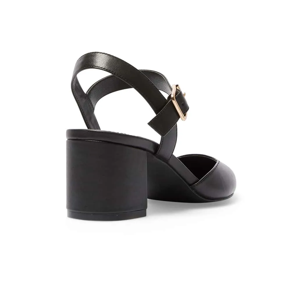 Ingrid Heel in Black Leather