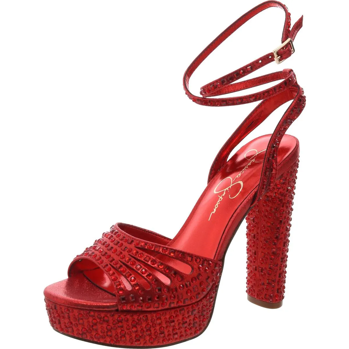 Iralin Womens Rhinestone Manmade Block Heels