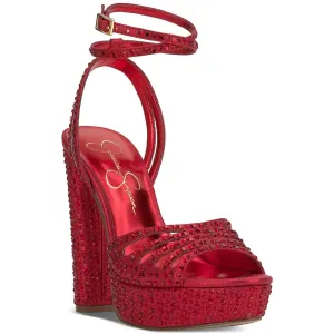 Iralin Womens Rhinestone Manmade Block Heels