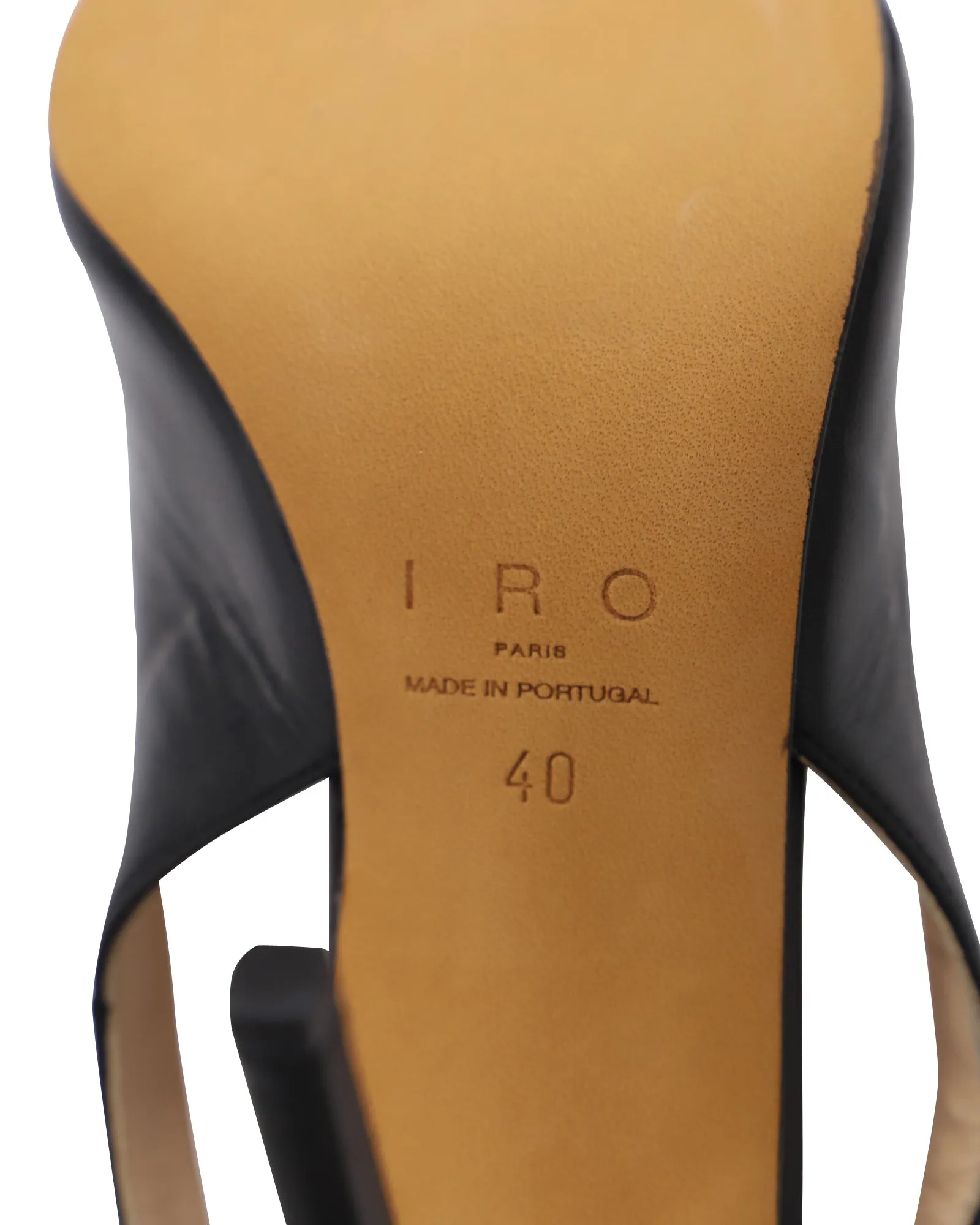 Iro Slingback Amore Pumps w/ Ankle Chain in Black Leather