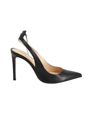 Iro Slingback Amore Pumps w/ Ankle Chain in Black Leather
