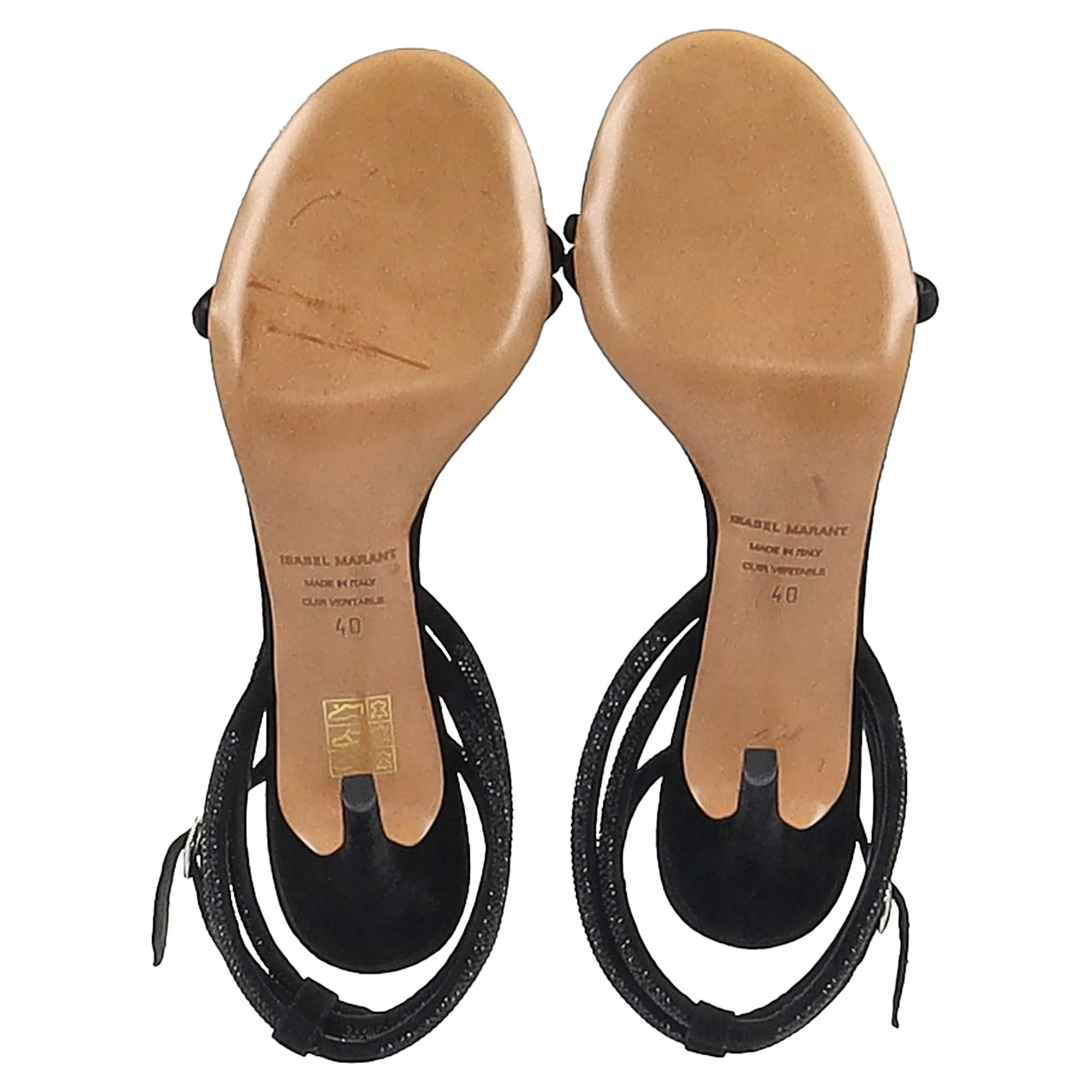 Isabel Marant Atria Embellished Sandal Heels in Black Suede