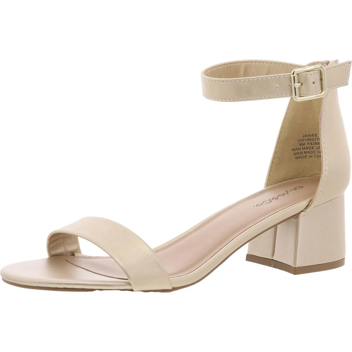 JAINEE PLATINO Womens Block Heel Manmade Ankle Strap