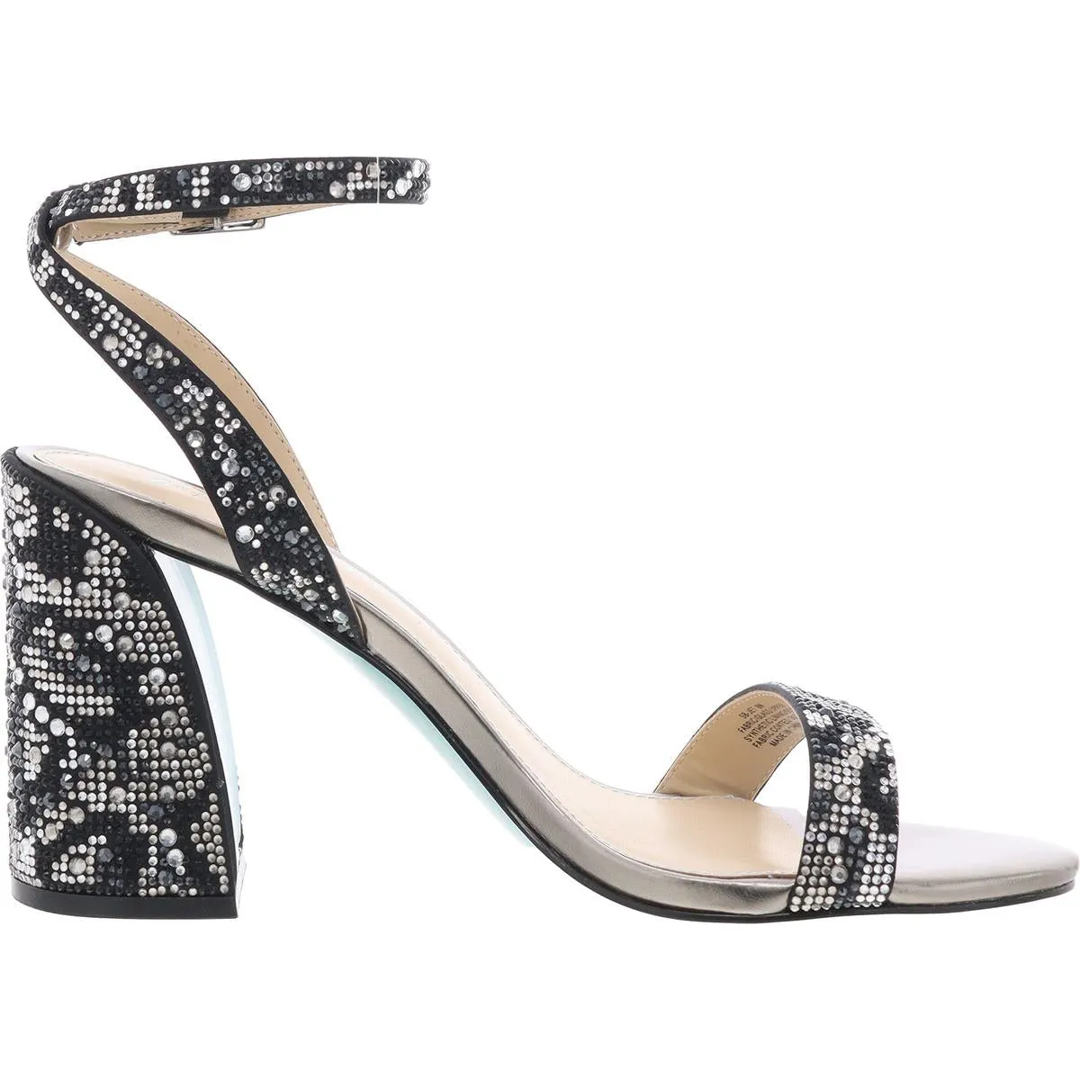 Jet Womens Jeweled Faux Leather Block Heels