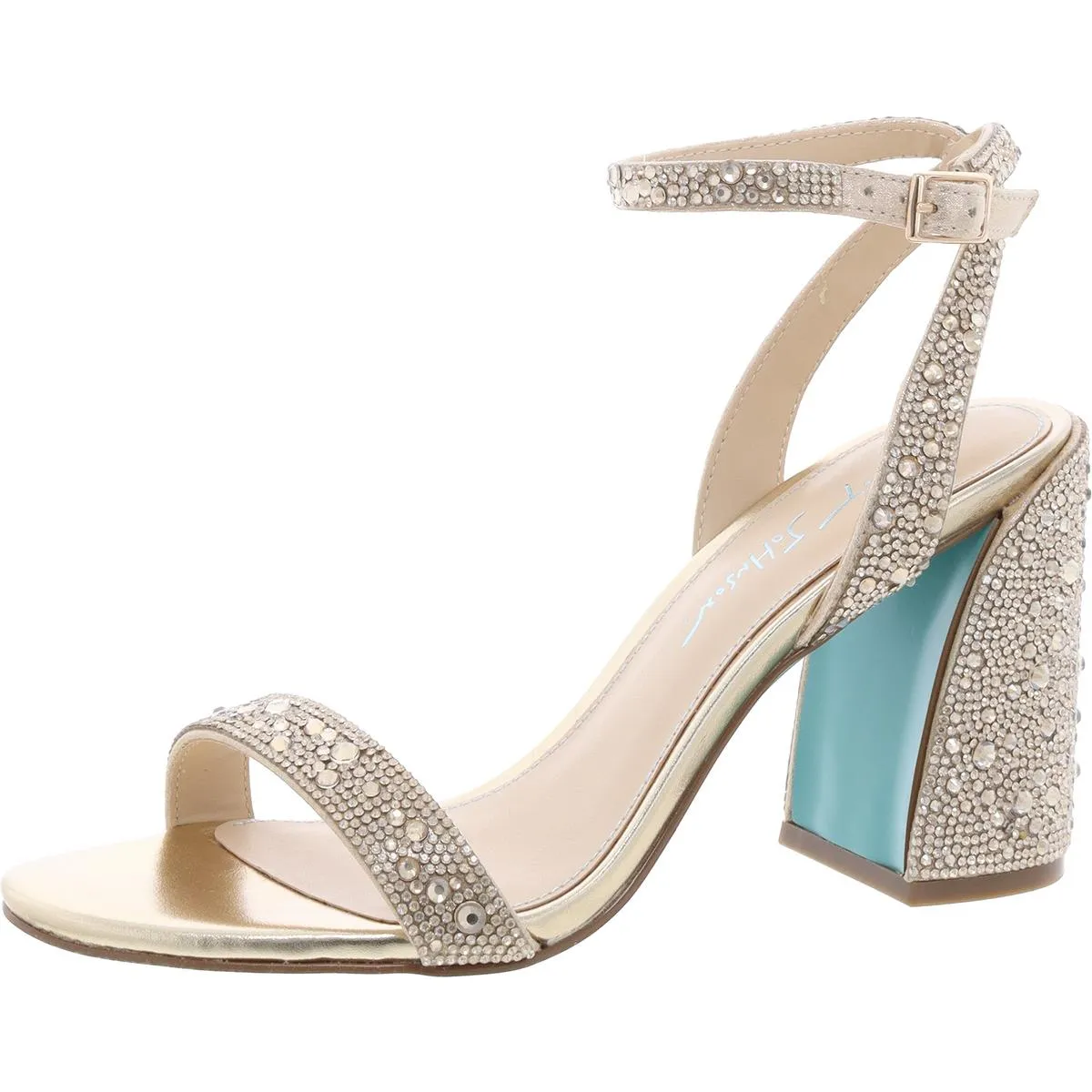 Jet Womens Jeweled Faux Leather Block Heels
