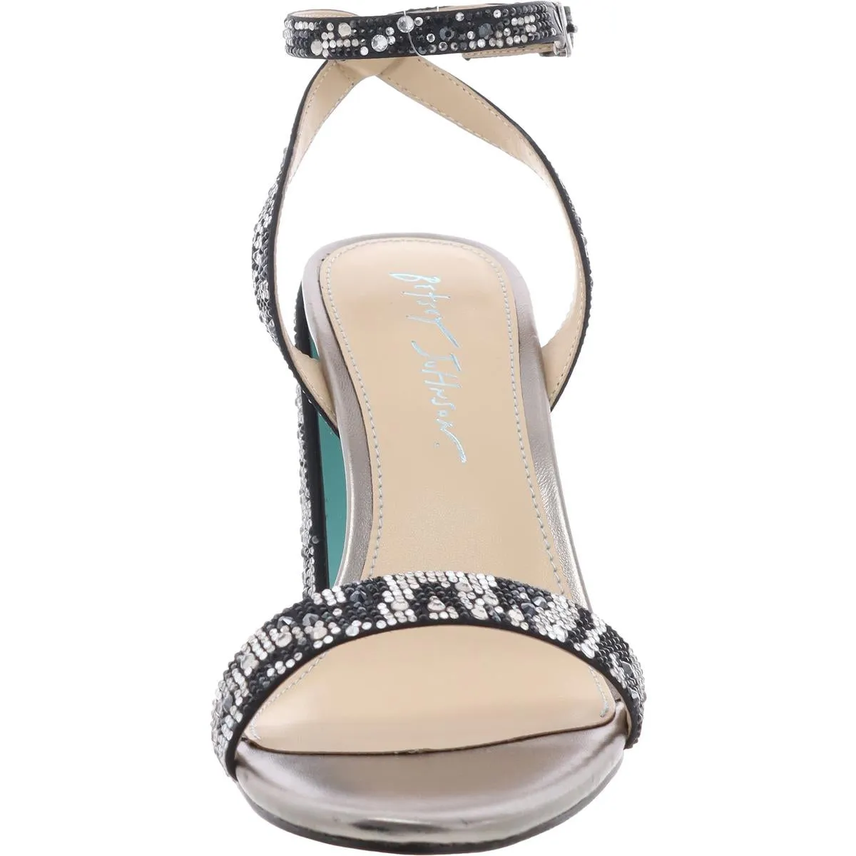 Jet Womens Jeweled Faux Leather Block Heels