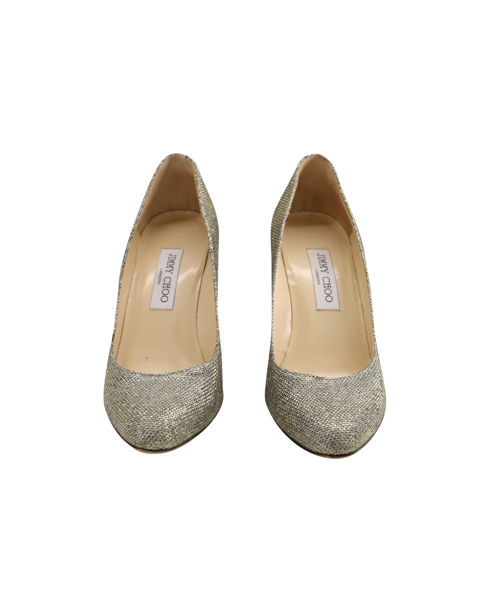 Jimmy Choo Abel Pointed Toe Pumps in Gold Leather