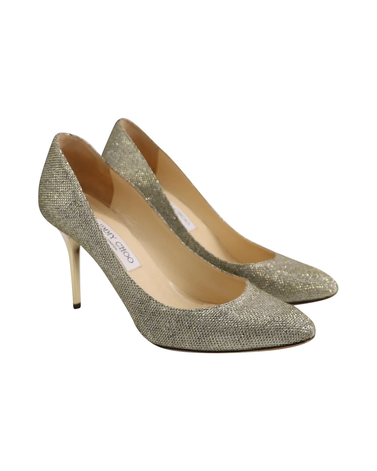 Jimmy Choo Abel Pointed Toe Pumps in Gold Leather