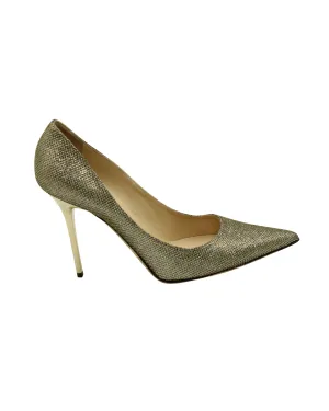 Jimmy Choo Glitter Abel Pointed Toe Pumps in Metallic Gold Lam