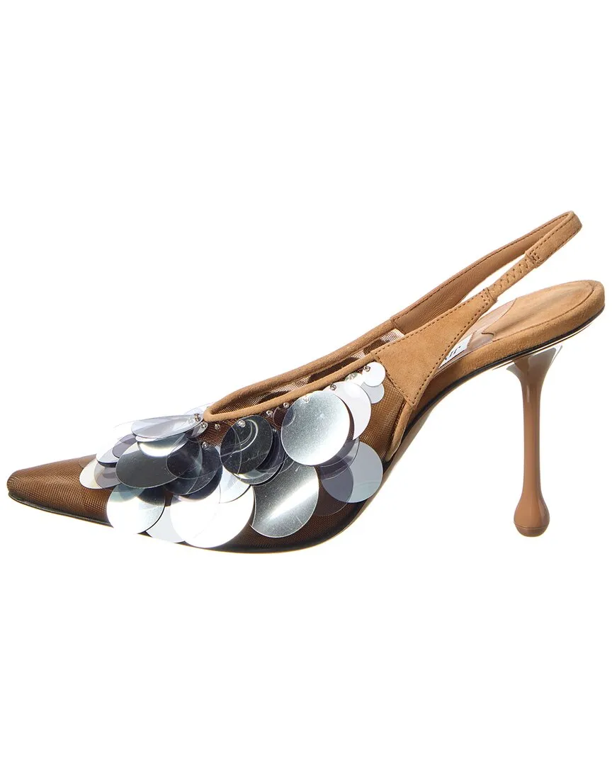 Jimmy Choo Isa 95 Mesh & Suede Slingback Pump