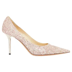 Jimmy Choo Love Champagne Glitter Metal Heel Pumps