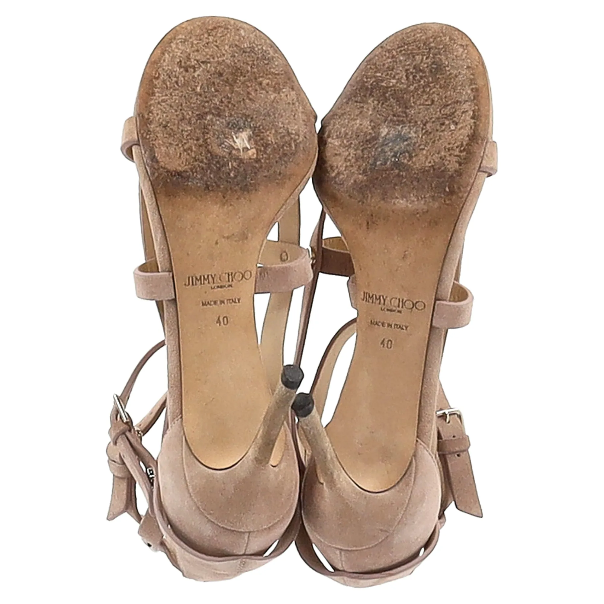 Jimmy Choo Motoko 100 Sandal Heels in Nude Suede