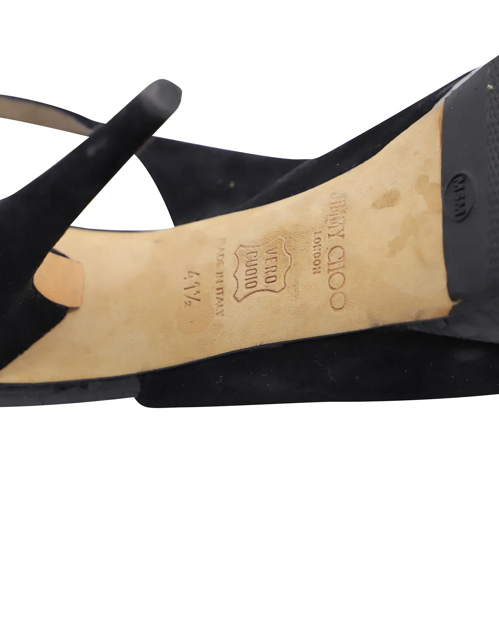 Jimmy Choo Open Toe Slingback Pumps in Black Suede
