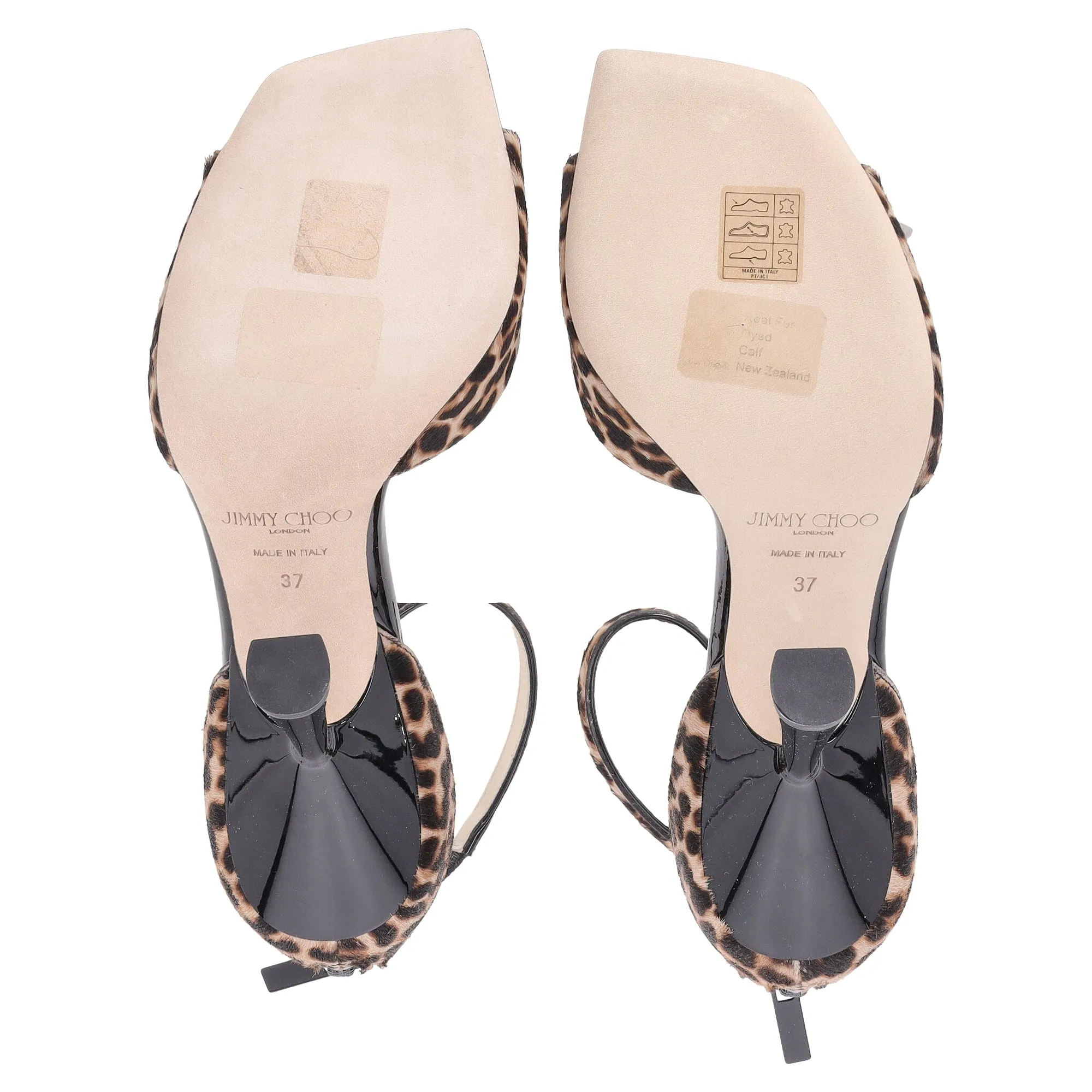 Jimmy Choo Reon Leopard Print Ankle Strap Heeled Sandals in Brown Calf Hair