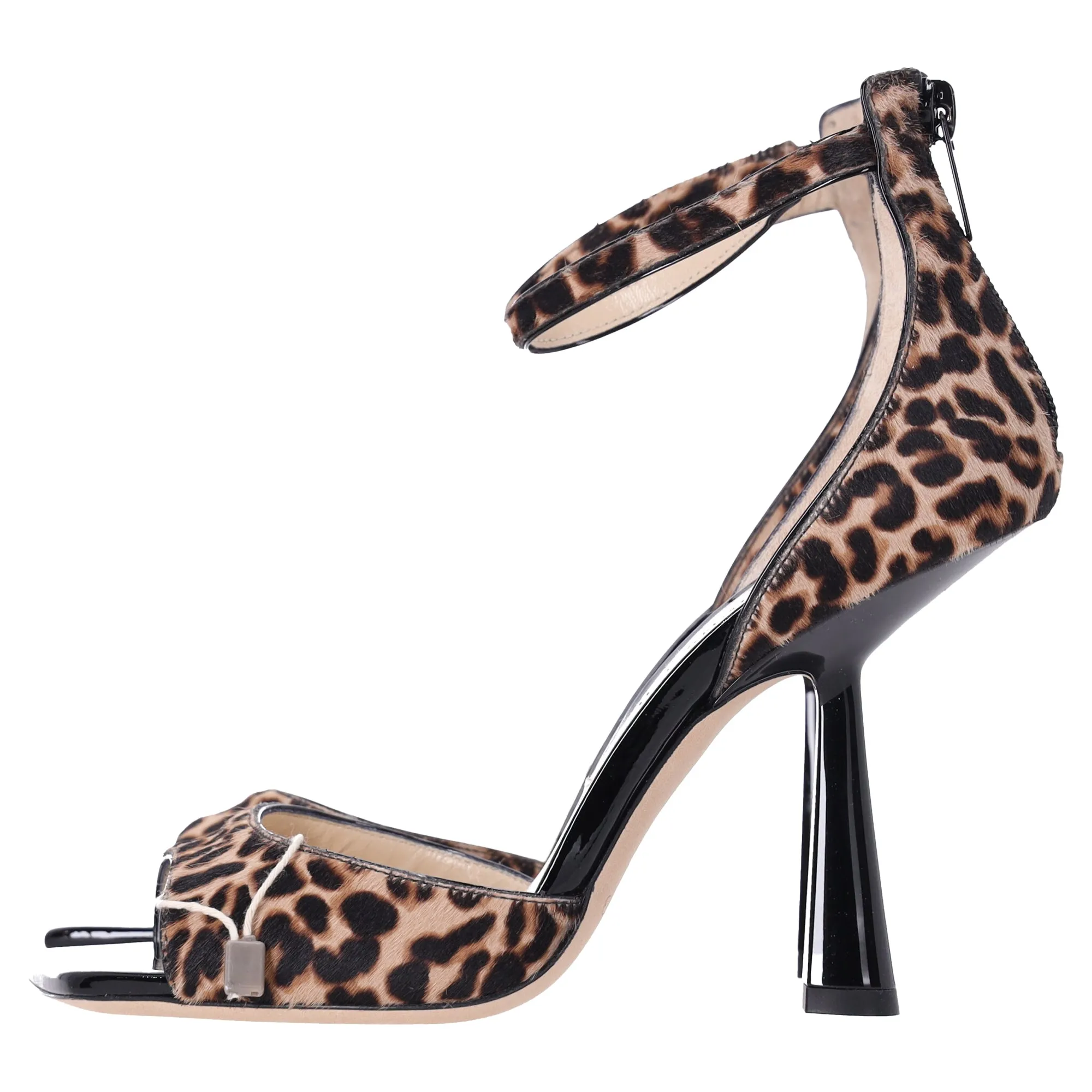 Jimmy Choo Reon Leopard Print Ankle Strap Heeled Sandals in Brown Calf Hair