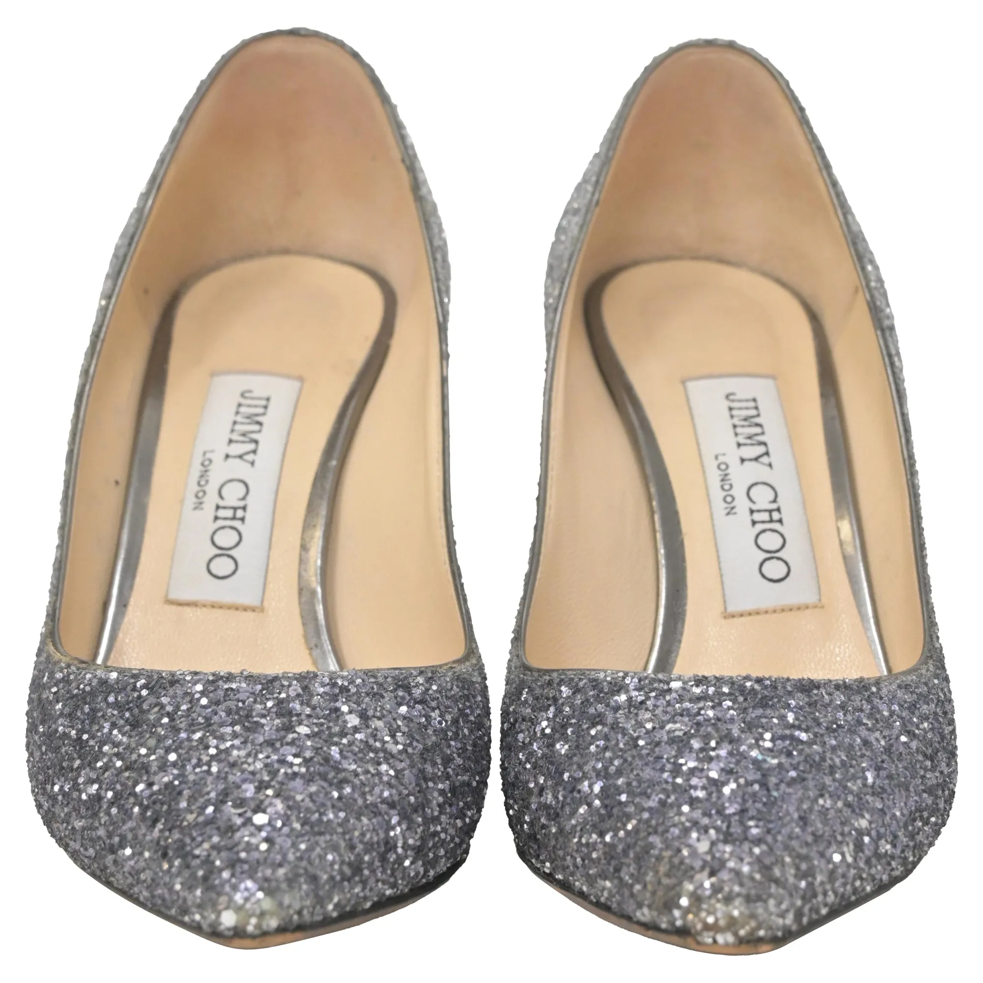 Jimmy Choo Romy Pumps in Silver Glitter