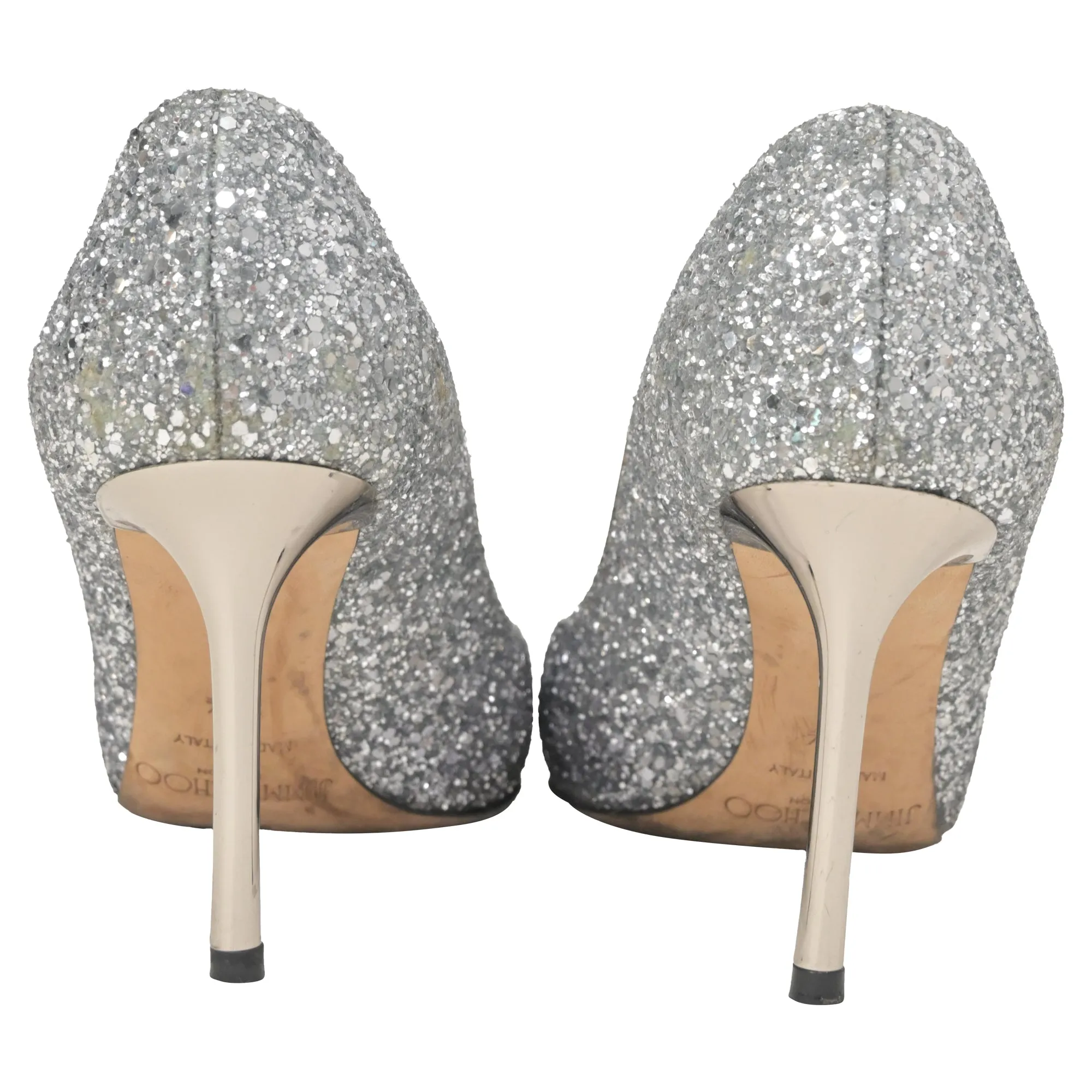Jimmy Choo Romy Pumps in Silver Glitter