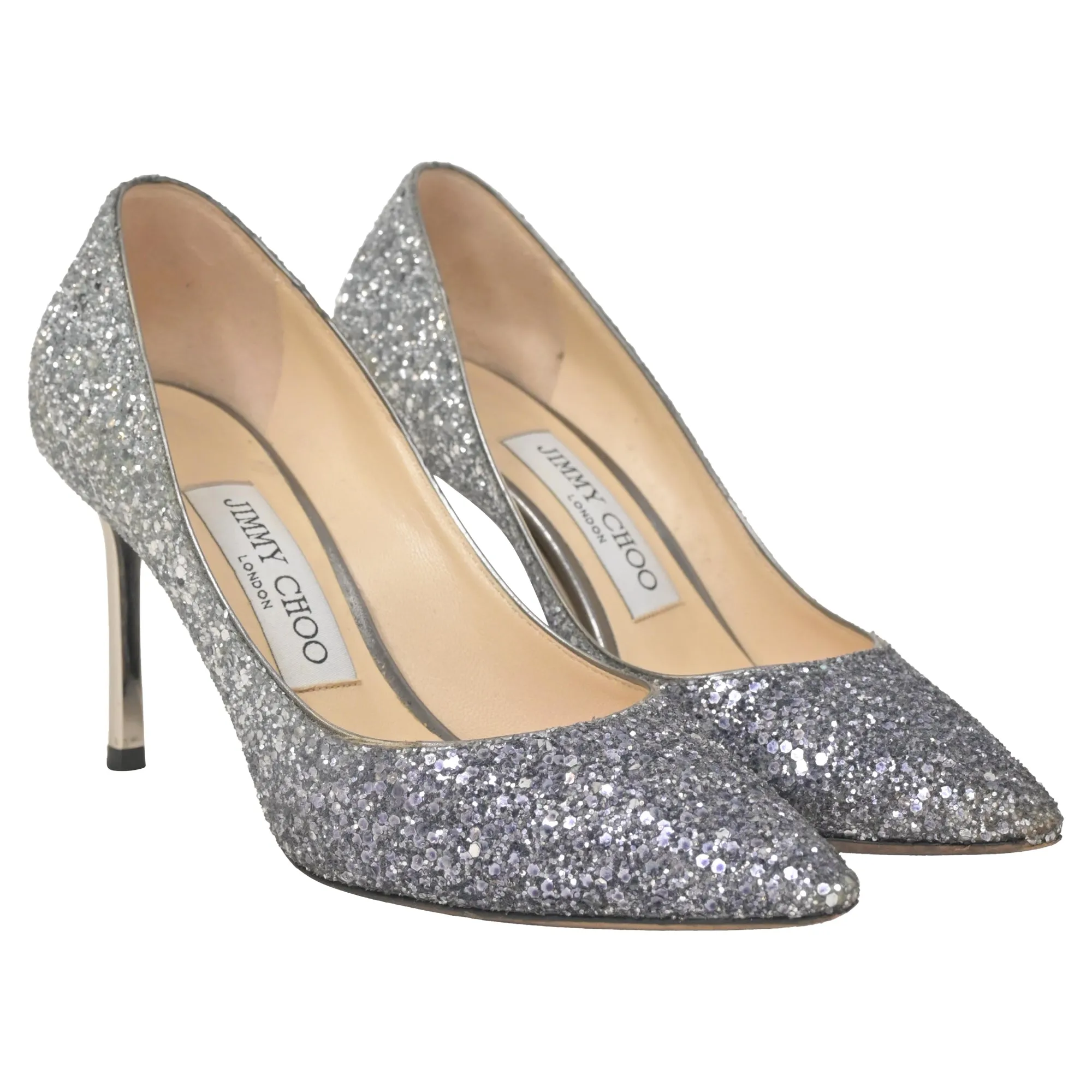 Jimmy Choo Romy Pumps in Silver Glitter