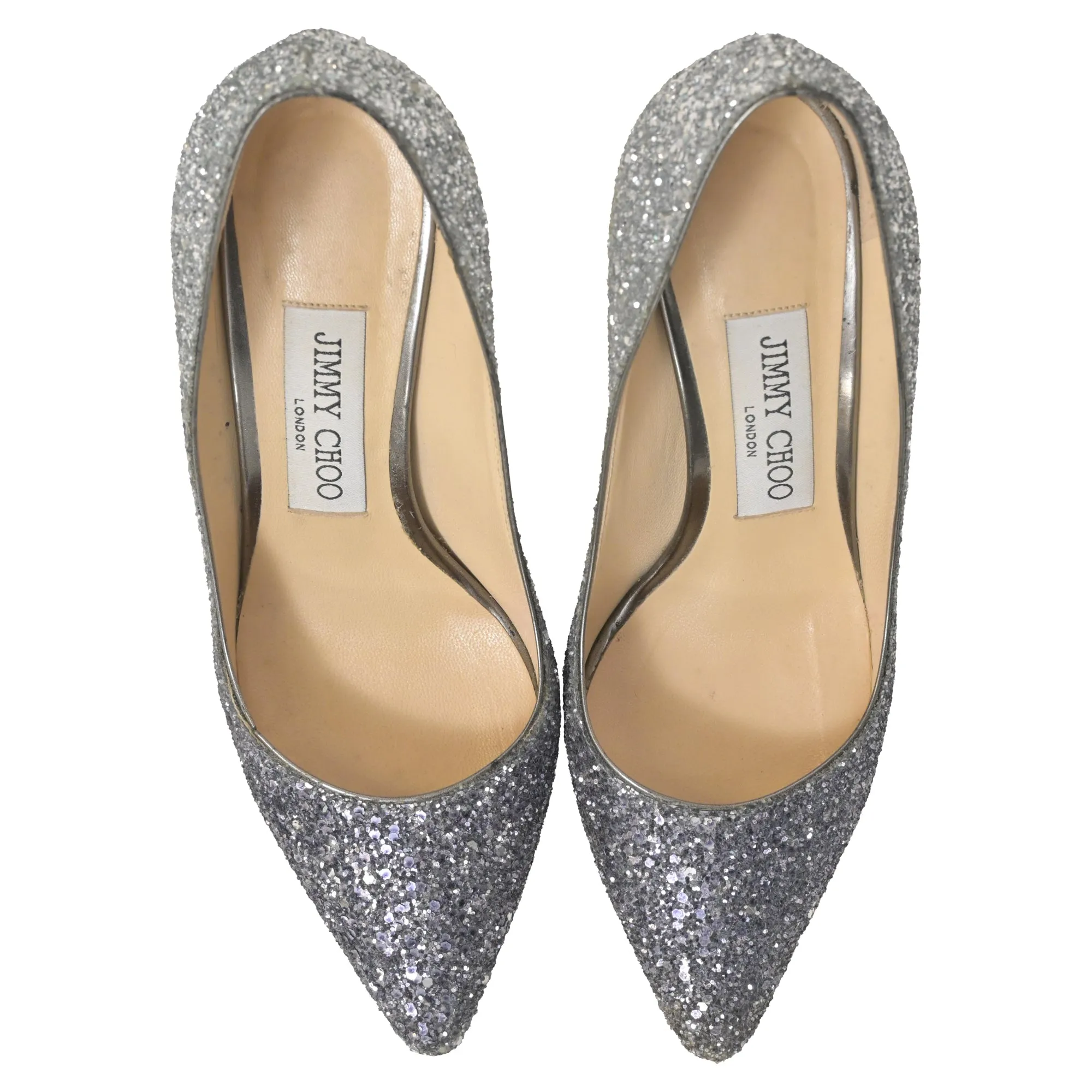 Jimmy Choo Romy Pumps in Silver Glitter