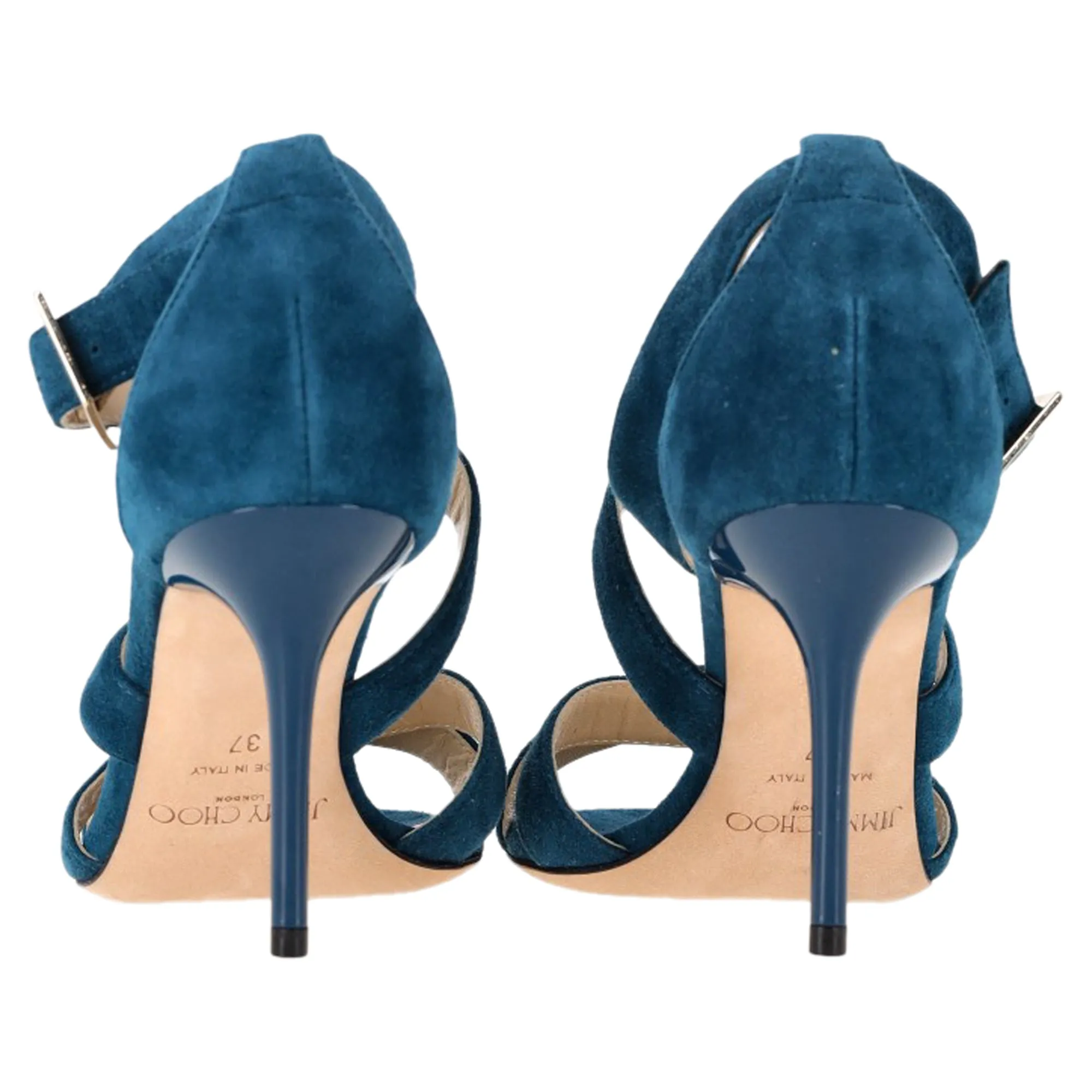 Jimmy Choo Strappy High Heel Sandal Heels in Blue Suede