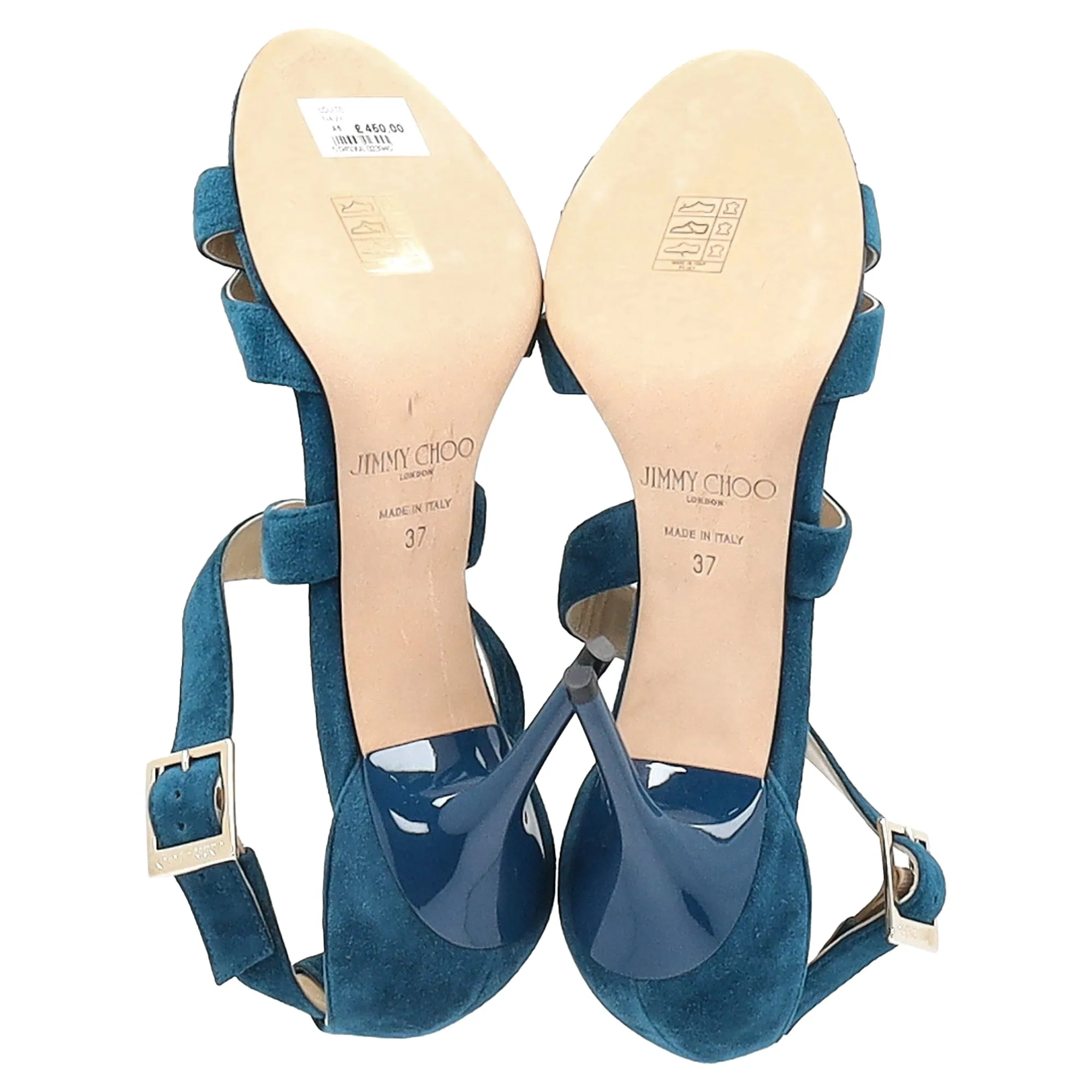 Jimmy Choo Strappy High Heel Sandal Heels in Blue Suede