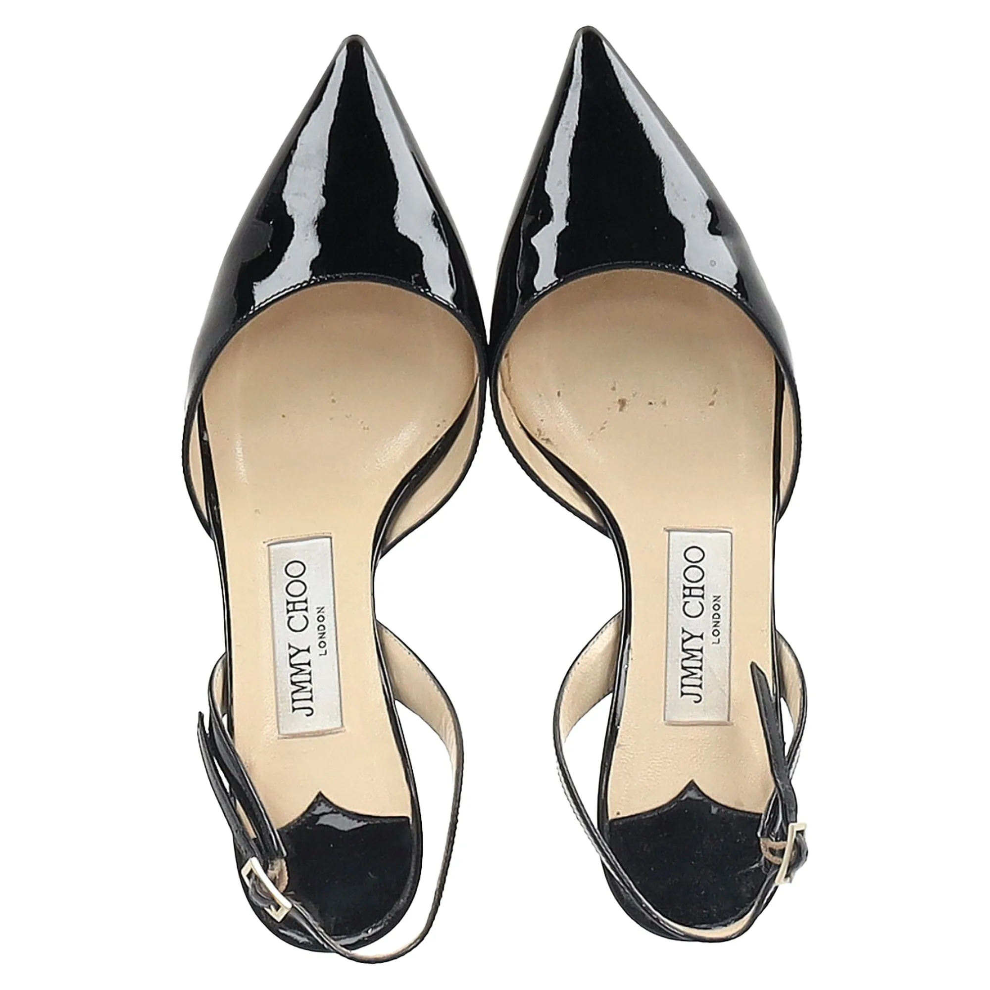 Jimmy Choo Tilly Slingback Kitten Heel Pumps in Black Patent Leather