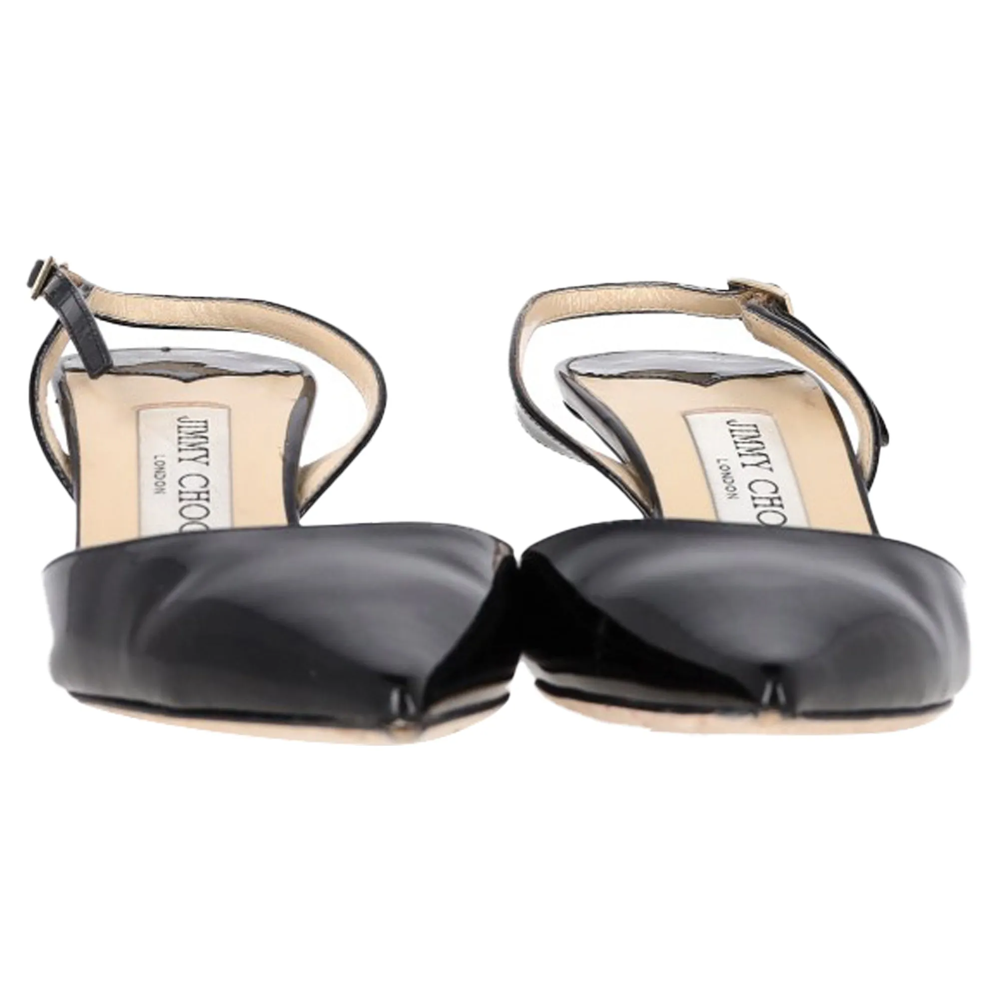 Jimmy Choo Tilly Slingback Kitten Heel Pumps in Black Patent Leather