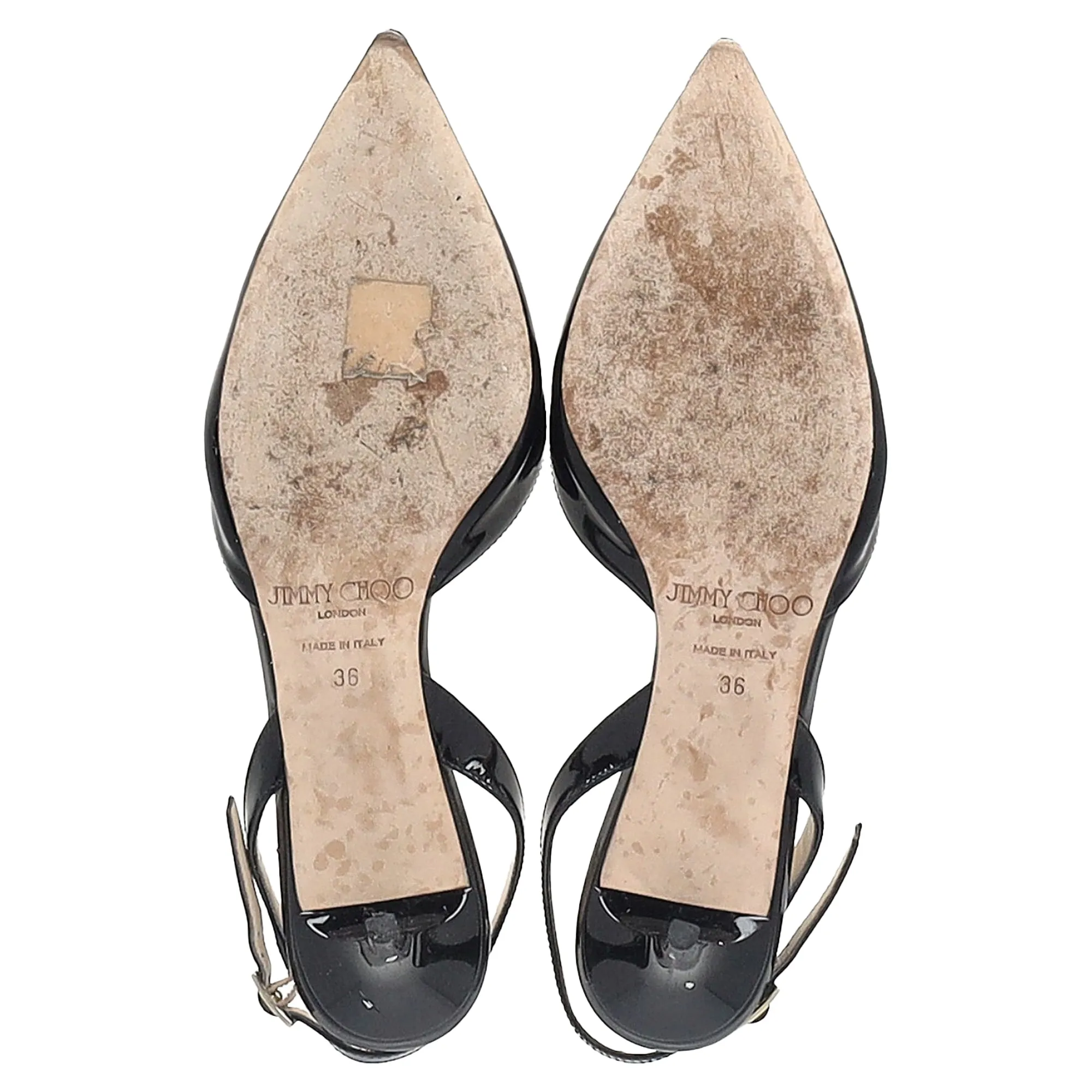 Jimmy Choo Tilly Slingback Kitten Heel Pumps in Black Patent Leather