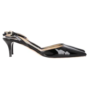 Jimmy Choo Tilly Slingback Kitten Heel Pumps in Black Patent Leather