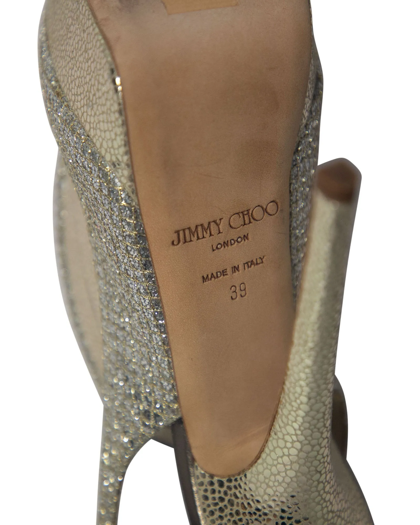 Jimmy Choo Vita Glitter Pumps in Champagne Leather