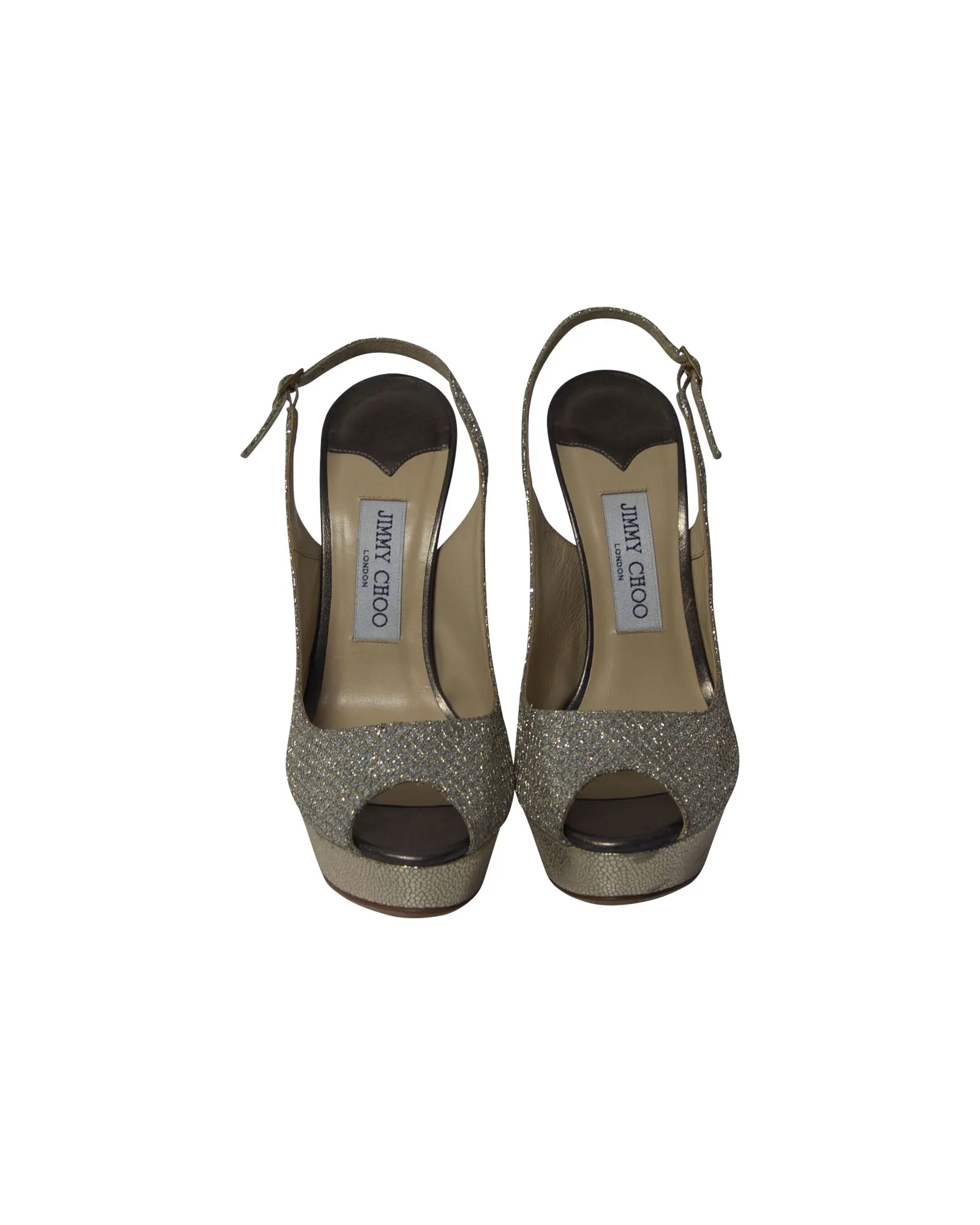 Jimmy Choo Vita Glitter Pumps in Champagne Leather