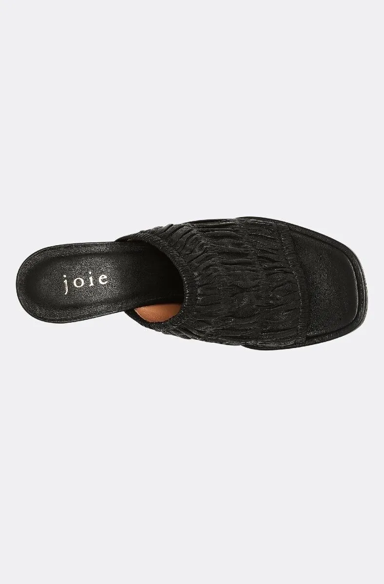 Joie Lisa Lisa08-Blk Mule Women's US 7.5 Black Ruched Leather High Heel FZP005 (Black,7.5)