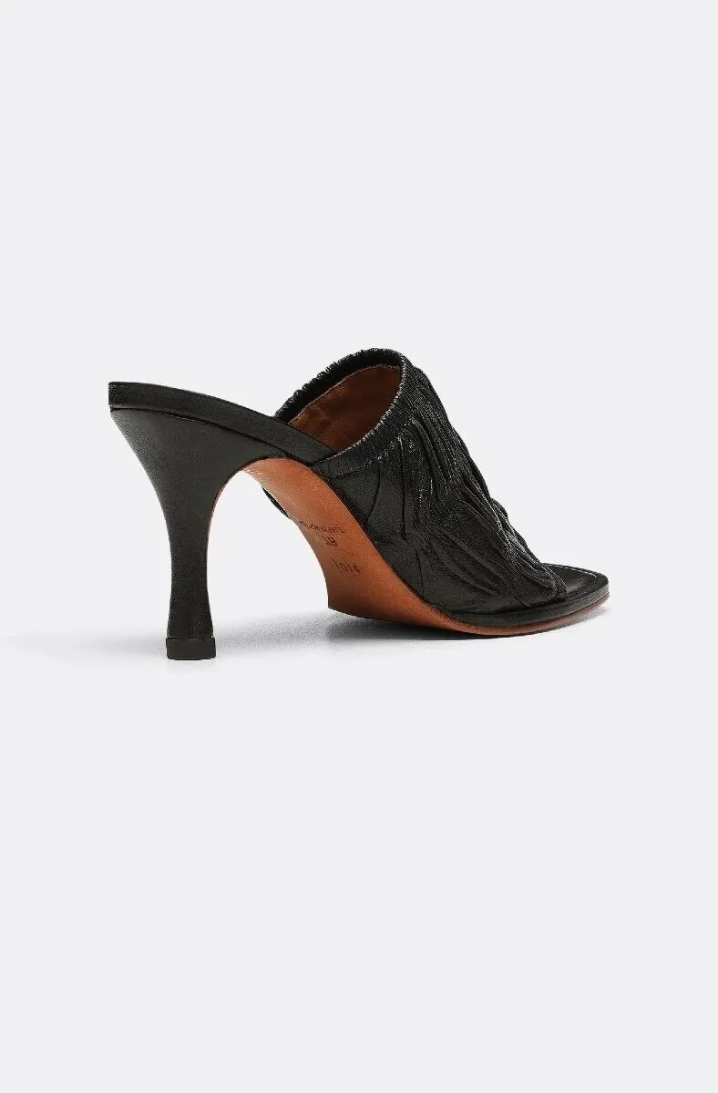 Joie Lisa Lisa08-Blk Mule Women's US 7.5 Black Ruched Leather High Heel FZP005 (Black,7.5)