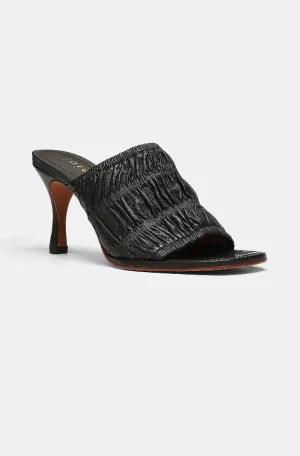Joie Lisa Lisa08-Blk Mule Women's US 7.5 Black Ruched Leather High Heel FZP005 (Black,7.5)