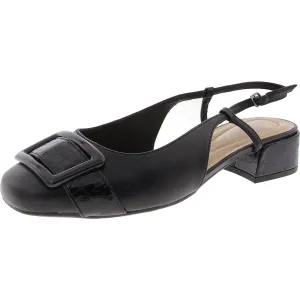 Jola Womens Mixed Media Leather Slingback Heels