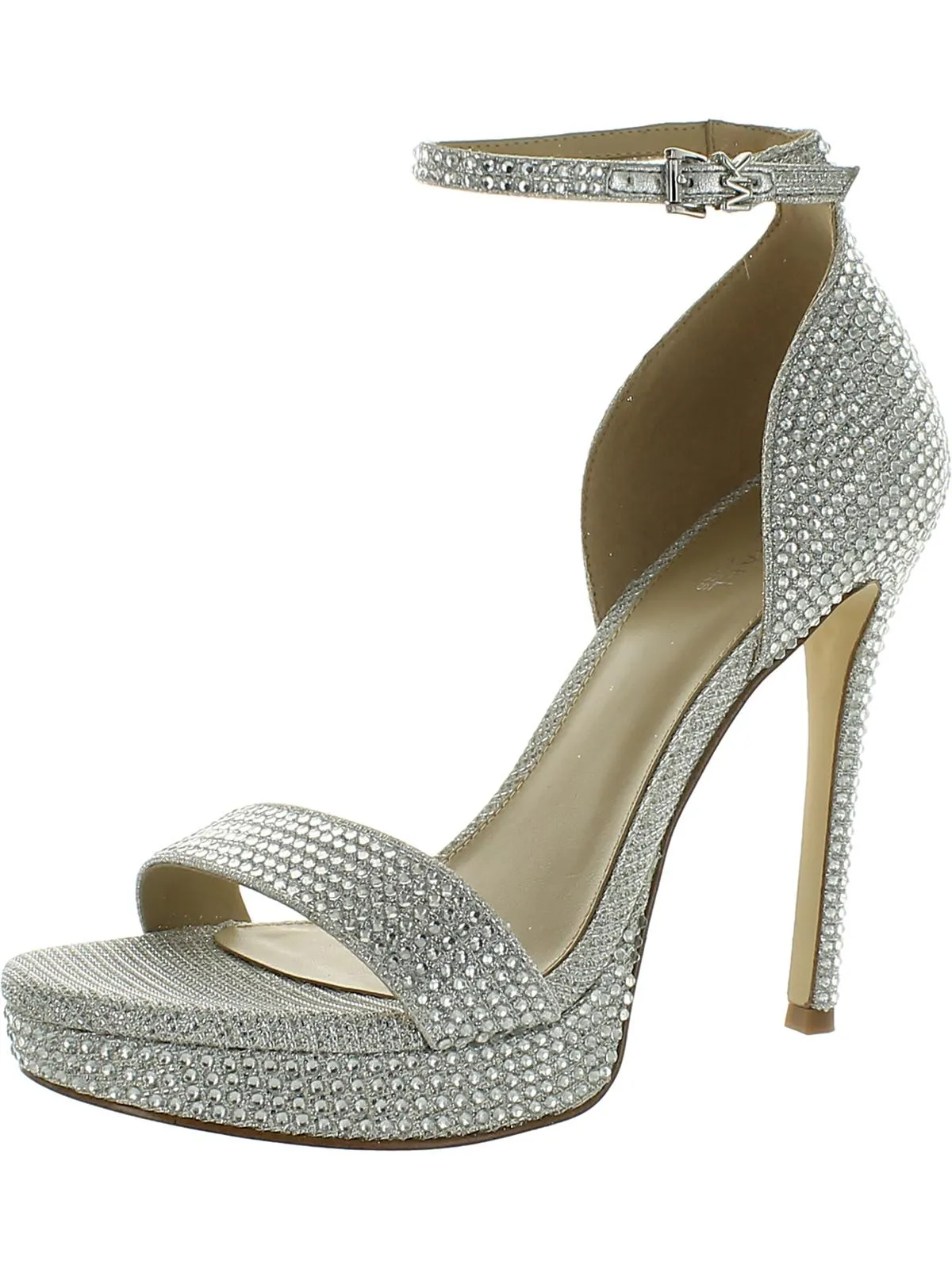 Jordyn Womens Embellished Ankle Strap Platform Heels