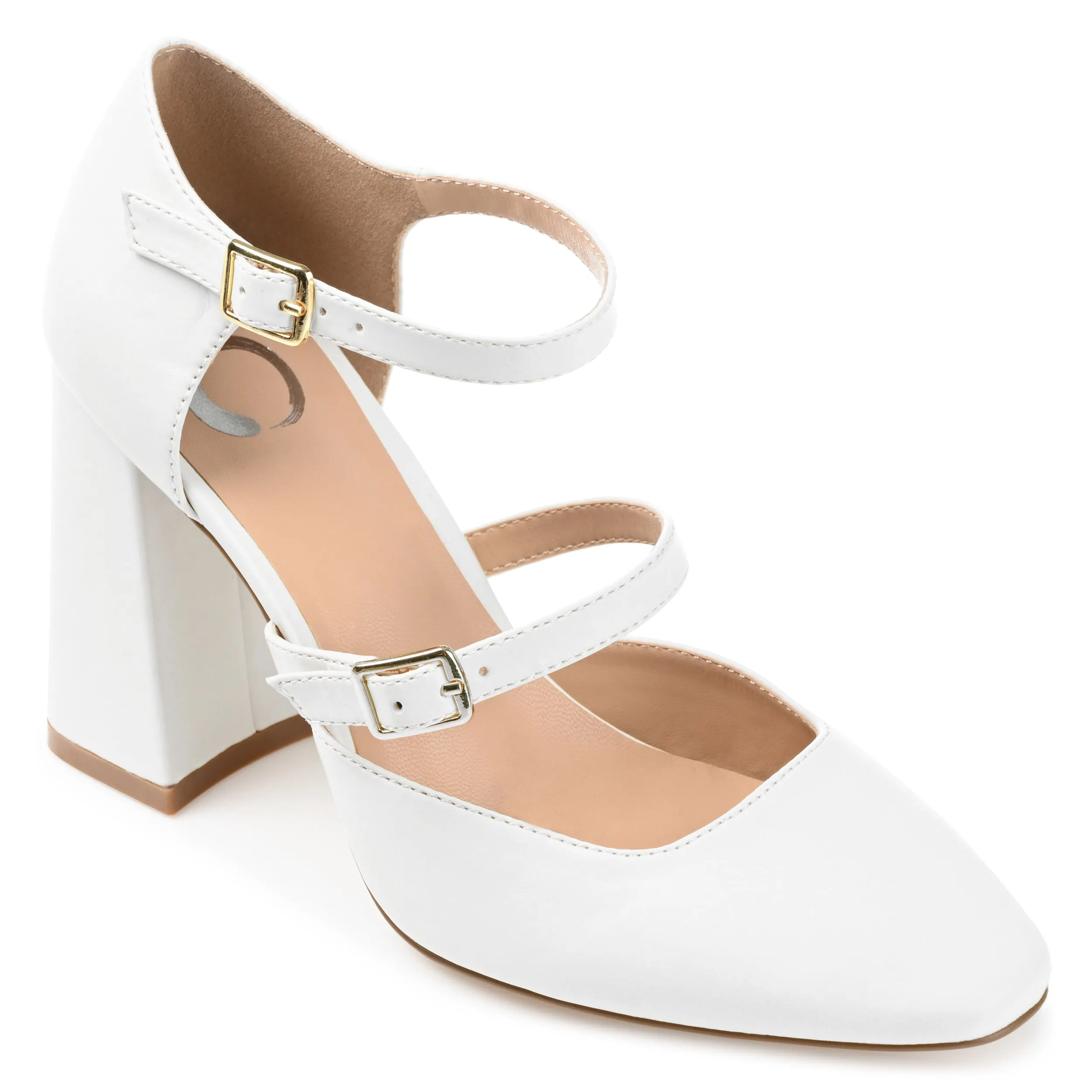 Journee Collection Womens Isadorah Mary Jane Mid Block Heel Square Toe Pumps