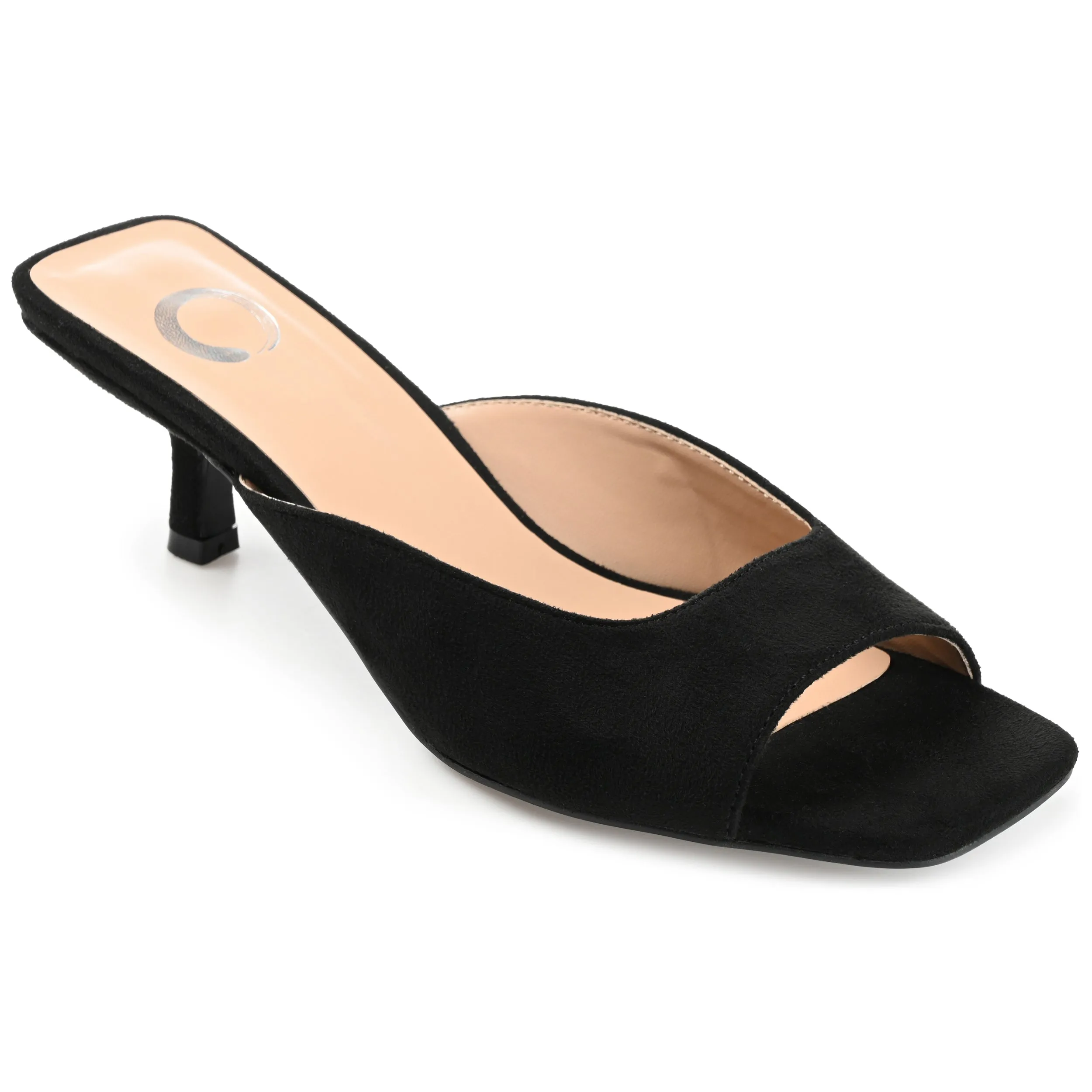 Journee Collection Womens Medium and Wide Width Larna Slip On Kitten Heel Open Toe Pumps