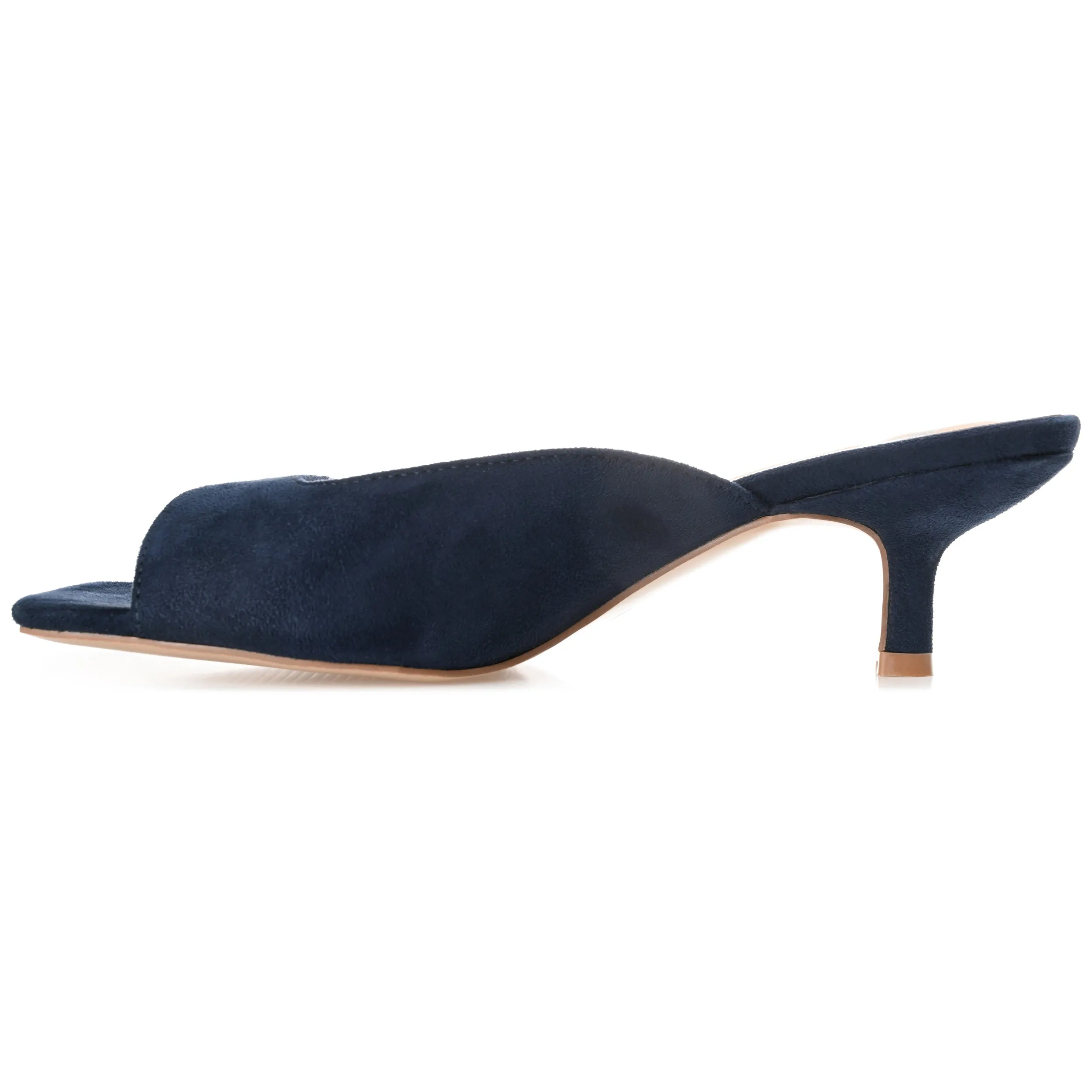 Journee Collection Womens Medium and Wide Width Larna Slip On Kitten Heel Open Toe Pumps