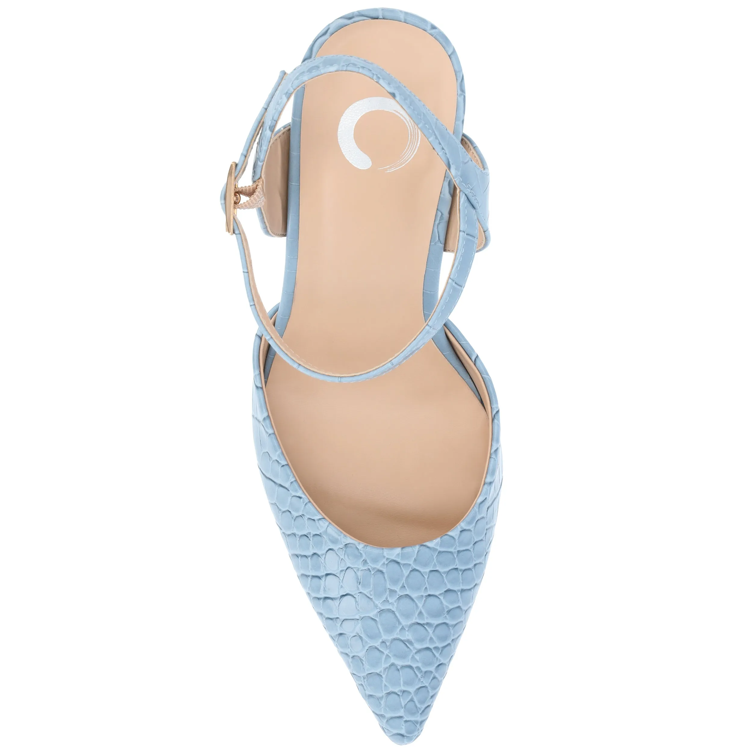Journee Collection Womens Nixey Croco Texture Buckle Pointed Toe Pumps