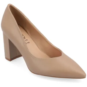 Journee Collection Women's Simonne SuperNatural Shades Block Heel Pointed Toe Pumps