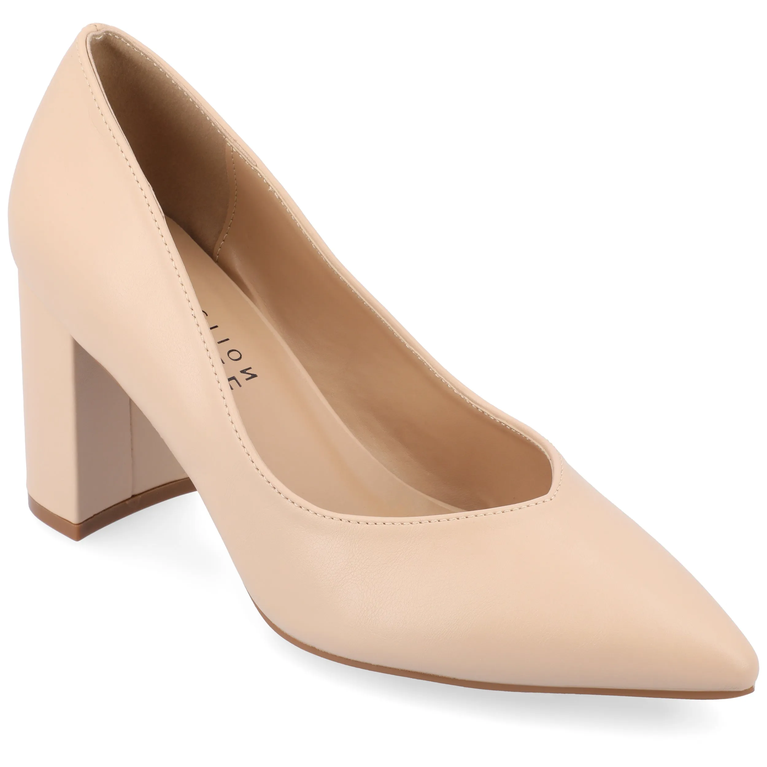 Journee Collection Women's Simonne SuperNatural Shades Block Heel Pointed Toe Pumps