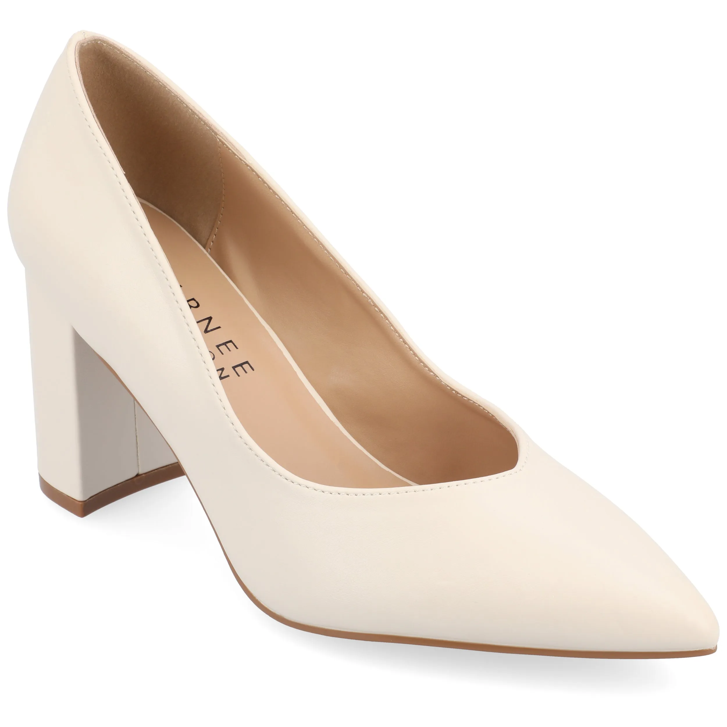 Journee Collection Women's Simonne SuperNatural Shades Block Heel Pointed Toe Pumps