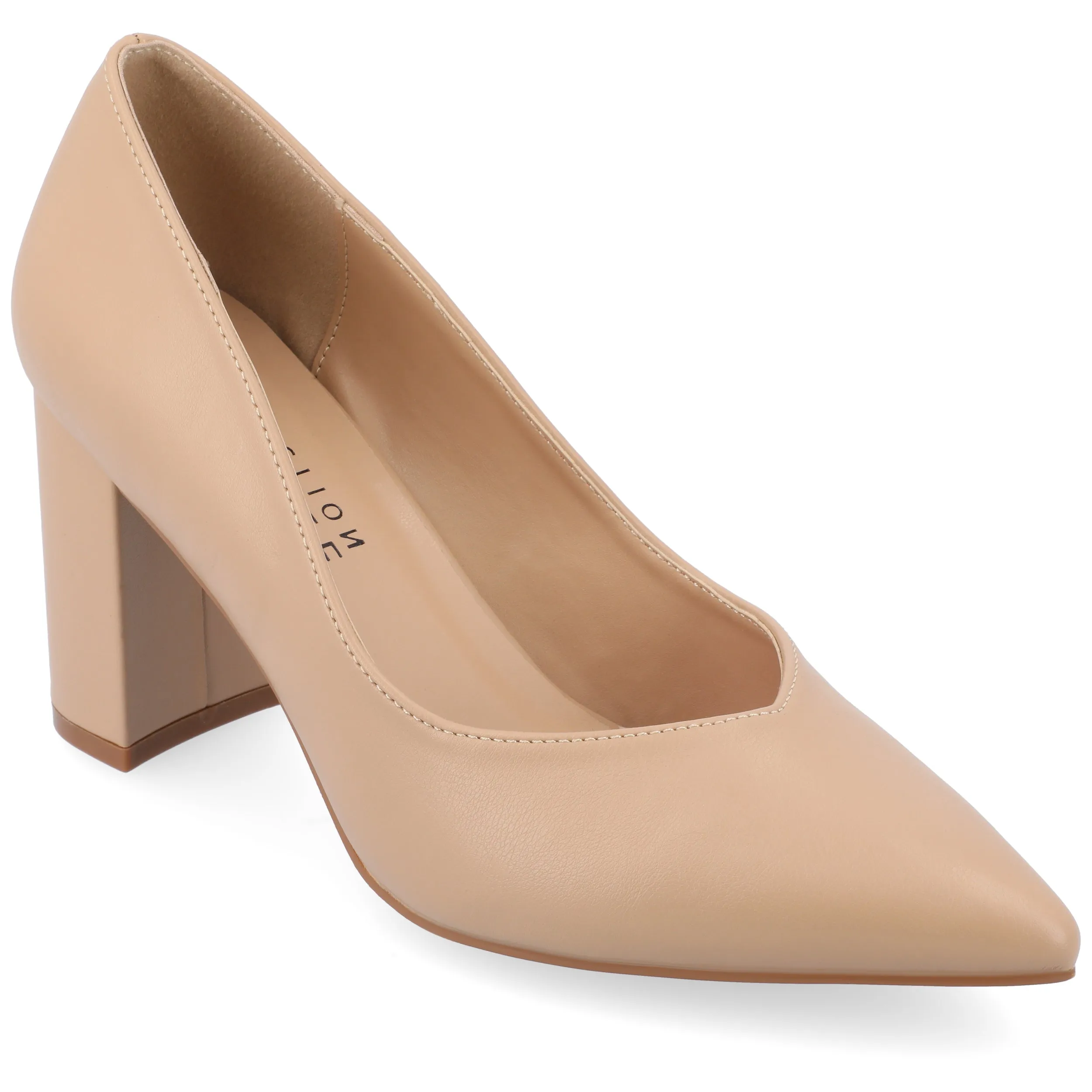 Journee Collection Women's Simonne SuperNatural Shades Block Heel Pointed Toe Pumps