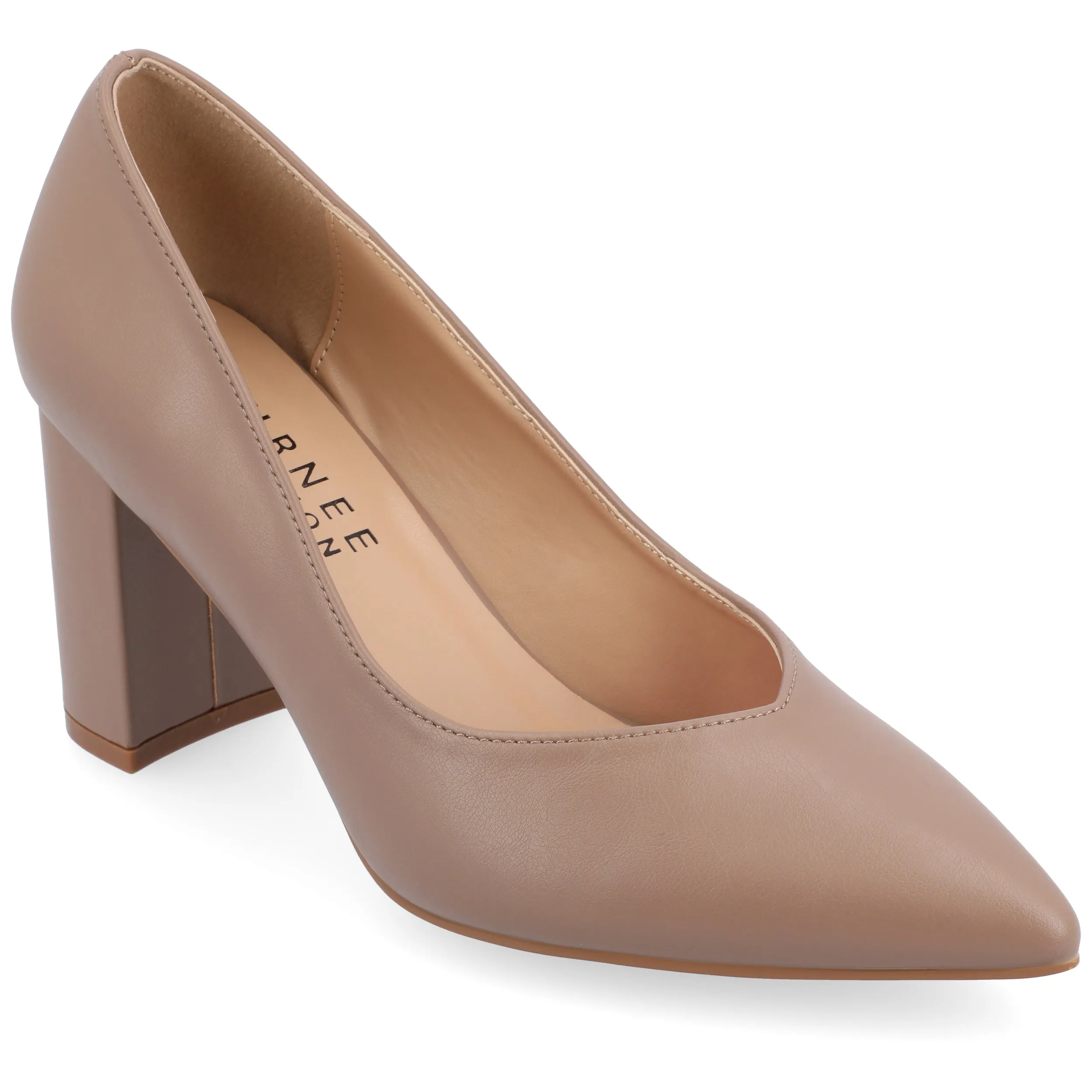 Journee Collection Women's Simonne SuperNatural Shades Block Heel Pointed Toe Pumps