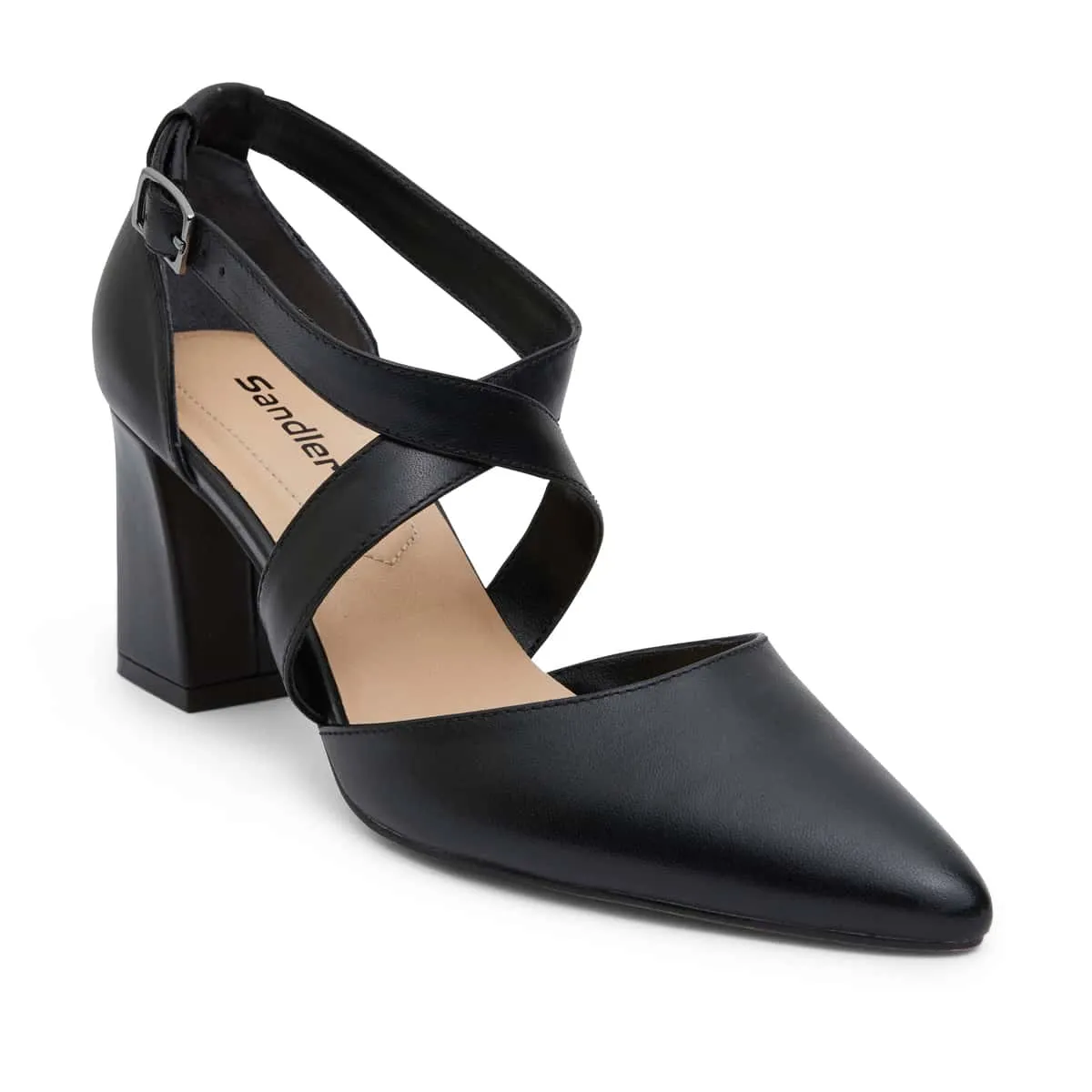 Kara Heel in Black Leather