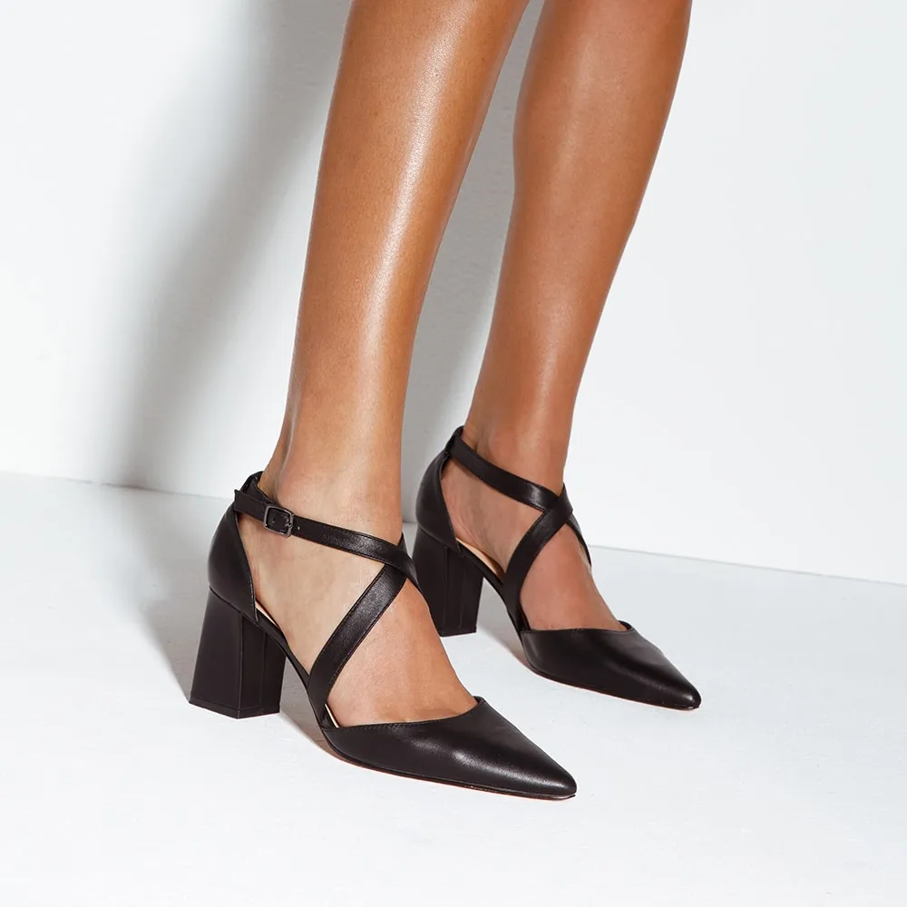 Kara Heel in Black Leather
