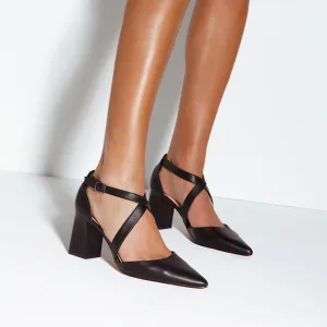 Kara Heel in Black Leather
