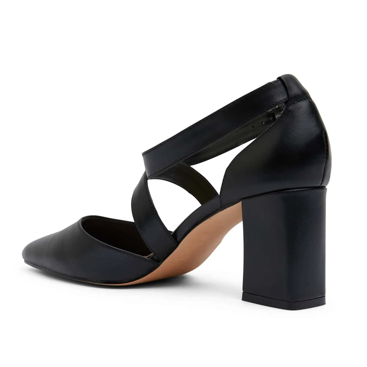 Kara Heel in Black Leather